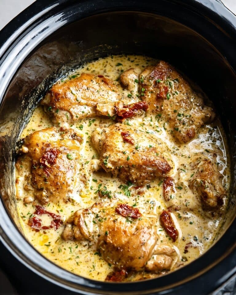Slow Cooker Creamy Sun-Dried Tomato Chicken Thighs Recipe