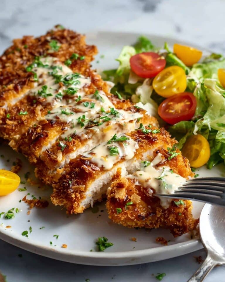 Pretzel Crusted Chicken with Melted Cheddar Mustard Sauce Recipe