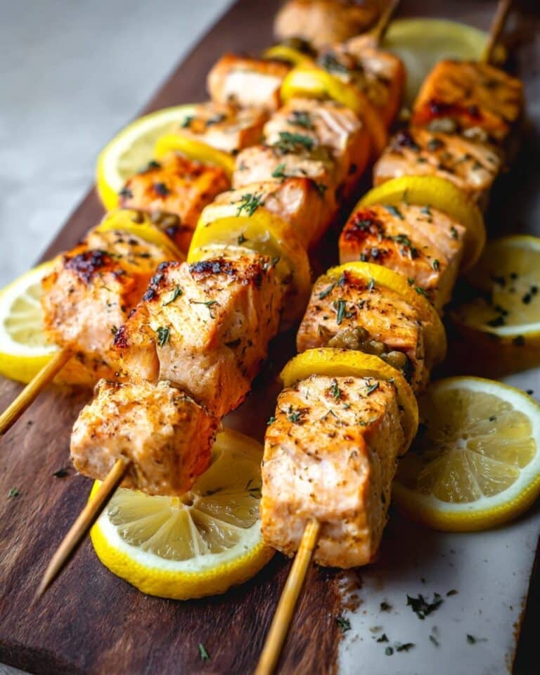 Grilled Lemon-Marinated Salmon Kabobs Recipe