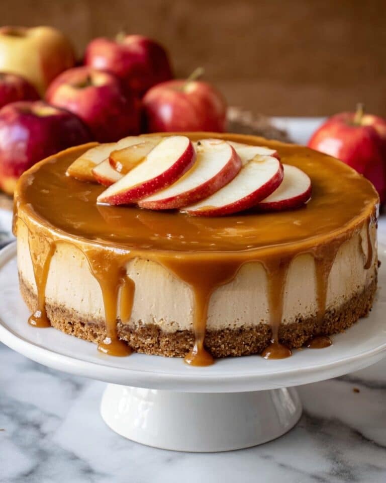 Apple Cider Cheesecake with Caramel Topping Recipe