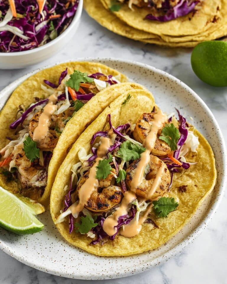 Grilled Shrimp Tacos with Spicy Mayo and Fresh Toppings Recipe