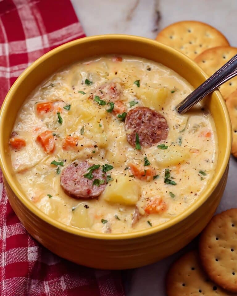 Crockpot Creamy Chicken, Sausage, and Potato Stew Recipe