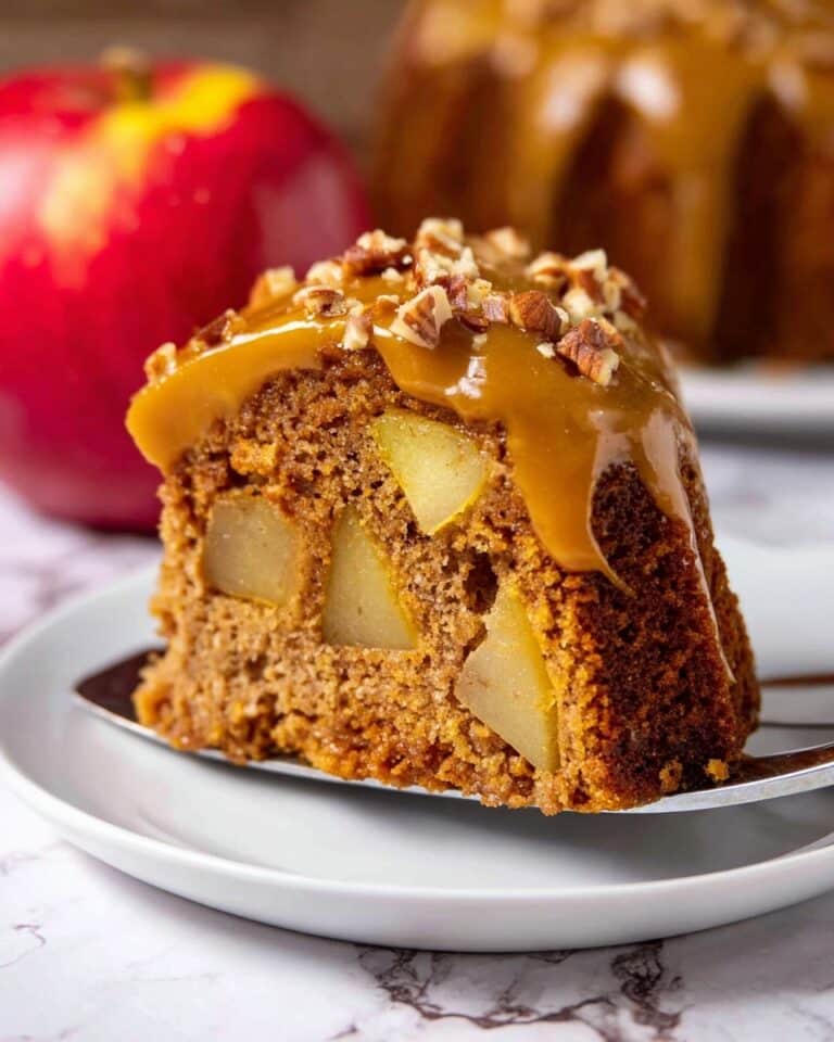 Pumpkin Apple Bundt Cake with Dulce de Leche and Pecans Recipe