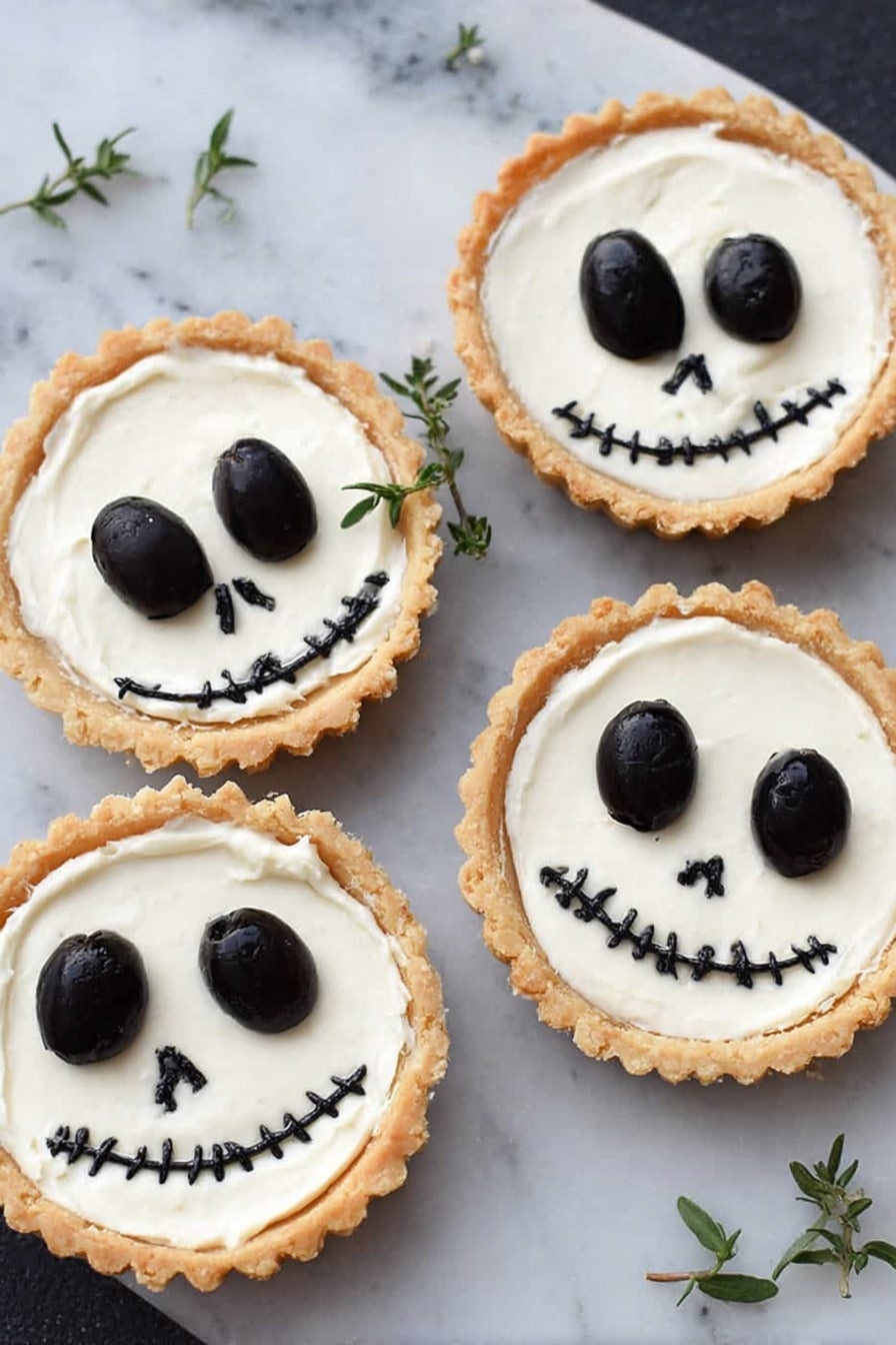 Halloween Jack Skellington Ricotta Olive Tarts Recipe - Serving Suggestion