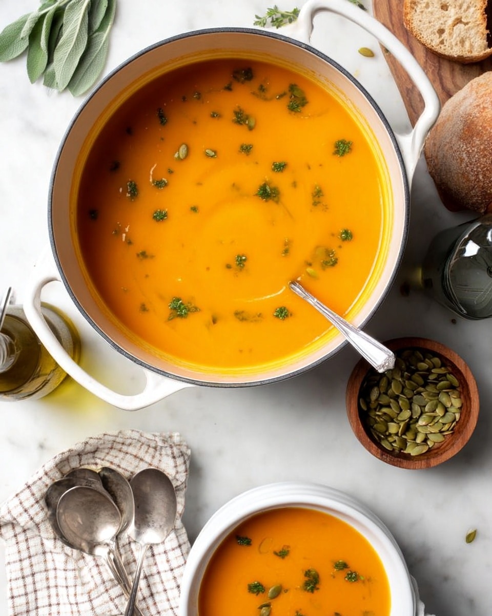 Butternut Squash Soup with Sage, Rosemary, and Toasted Pepitas Recipe - Recipe Image