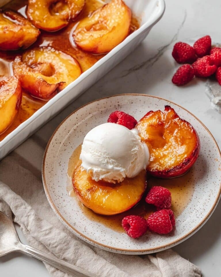 Roasted Peaches with Vanilla and Raspberries Recipe