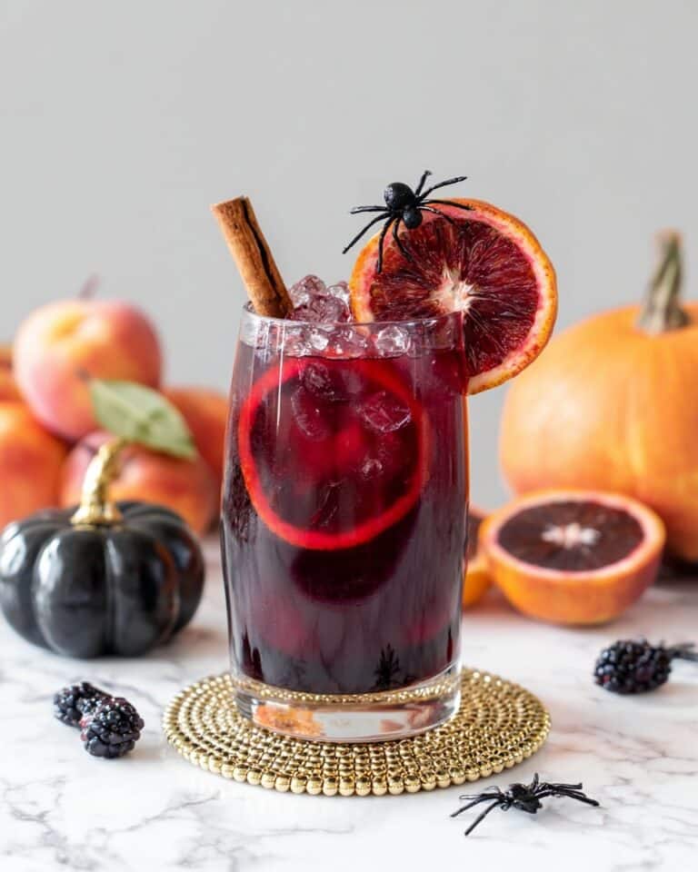 Halloween Mocktail Sangria with Fruit and Cinnamon Recipe