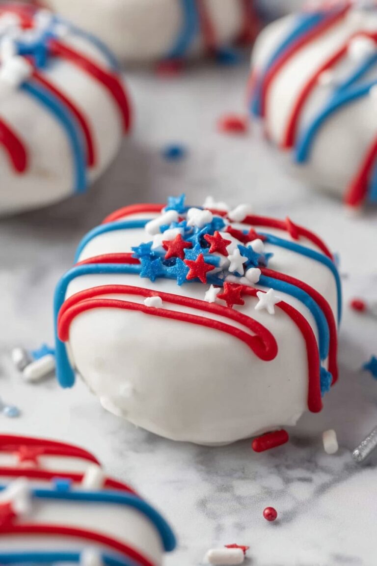 White Chocolate Dipped 4th of July Oreos Recipe