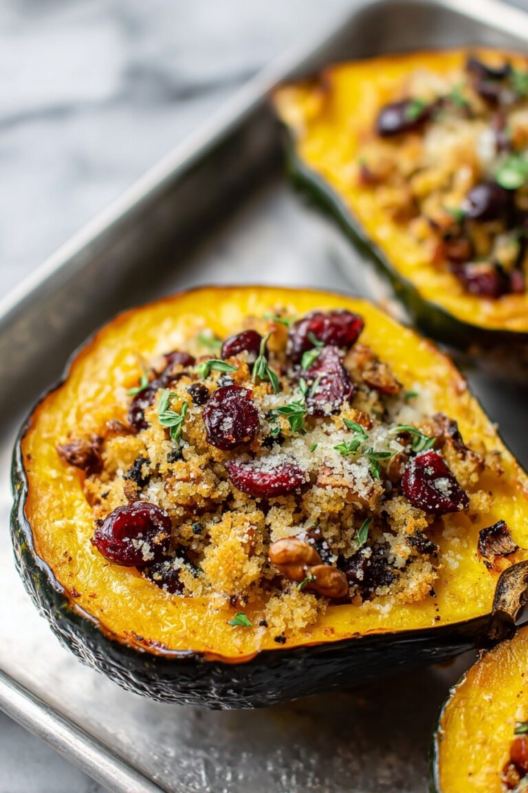 Stuffed Acorn Squash with Turkey, Apples and Cranberries Recipe