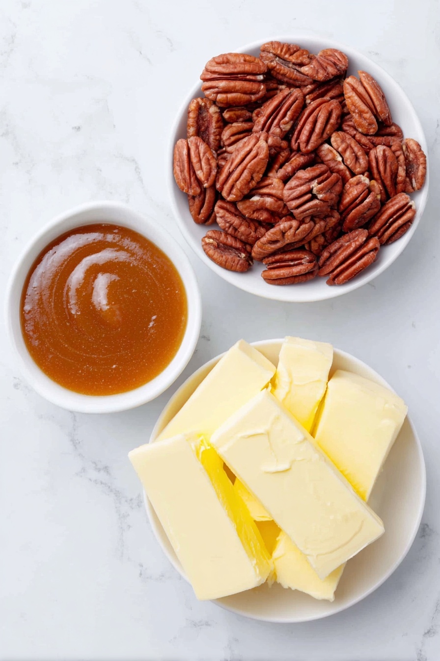 Caramel Cheesecake Dip, easy caramel cheesecake dip, quick dessert dip, creamy caramel cheesecake, luscious caramel dip - Flat lay of two blocks of cream cheese with smooth edges, a small white ceramic bowl filled with rich golden caramel sauce, a scattering of whole pecan nuts arranged neatly beside them, all placed on a clean white marble surface, soft natural light, photo taken with an iPhone, professional food photography style, fresh ingredients, white ceramic bowls, no bottles, no duplicates, no utensils, no packaging --ar 2:3 --v 7 --p awthu7i m7354615311229779997