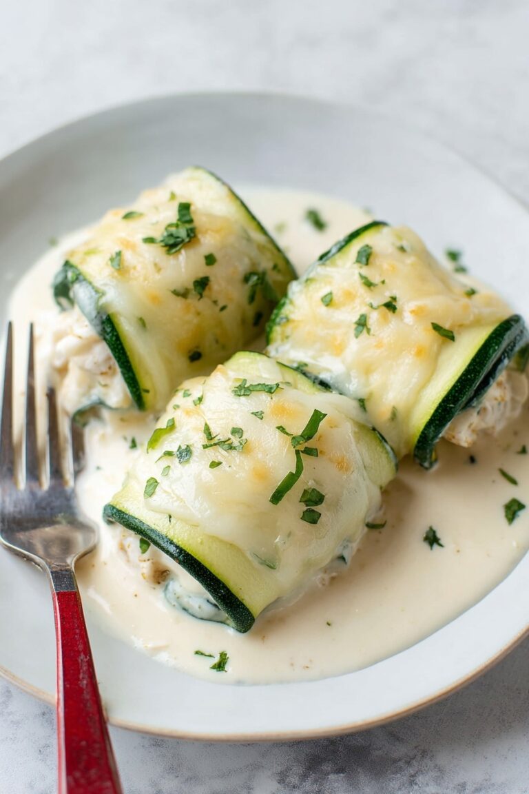 Chicken Alfredo Zucchini Roll-Ups Recipe
