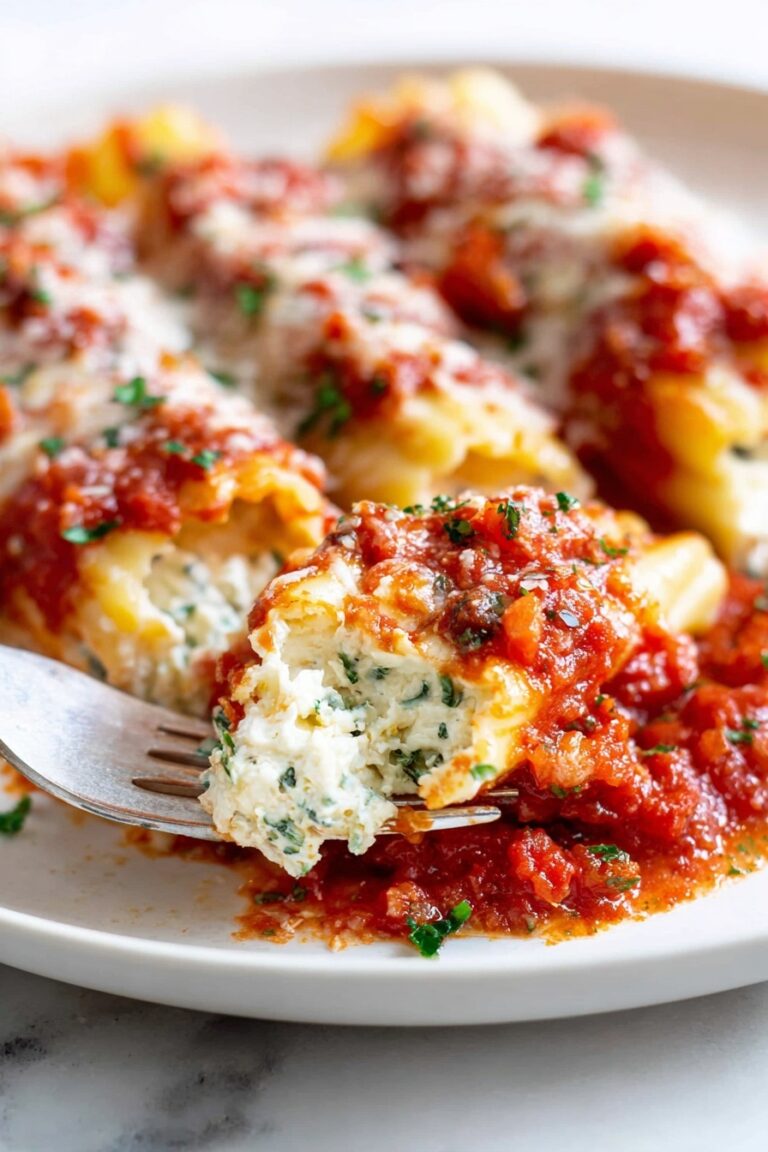 Easy Manicotti with Ricotta and Tomato Sauce Recipe