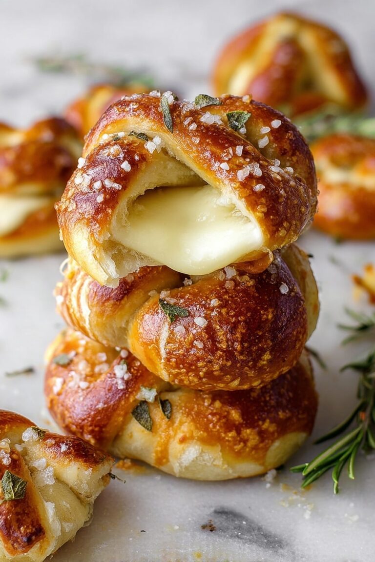 Mozzarella Stuffed Herb Soft Pretzels Recipe