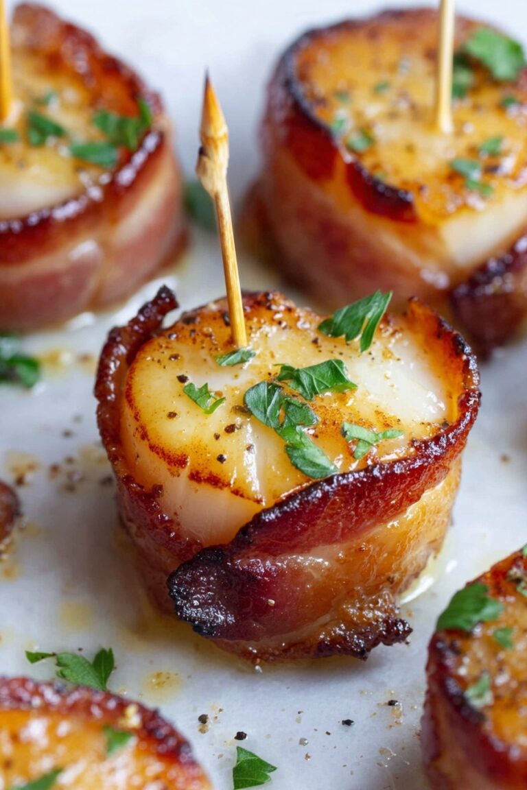 Bacon-Wrapped Scallops with Garlic Butter Recipe