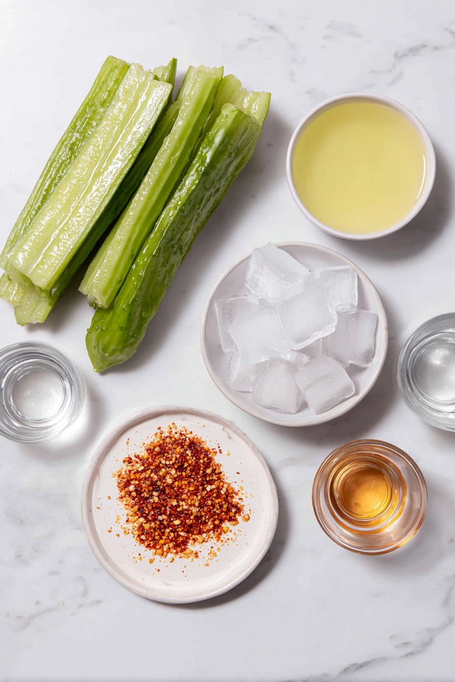 Dill Pickle Margarita, Dill Pickle Margarita recipe, unique cocktail ideas, tangy margarita, pickled flavor drinks - Flat lay of a fresh green dill pickle spear, a small white ceramic plate with vibrant red and orange Tajín seasoning, a small white ceramic bowl filled with clear ice cubes, a small white ceramic bowl containing bright yellow-green fresh lime juice, a small white ceramic bowl with translucent simple syrup, and a small white ceramic bowl of clear pale pickle brine, a small white ceramic bowl with clear silver tequila, and a small white ceramic bowl holding pale amber triple sec, all arranged in perfect symmetry and balanced proportions, placed on a clean white marble surface, soft natural light, photo taken with an iPhone, professional food photography style, fresh ingredients, white ceramic bowls, no bottles, no duplicates, no utensils, no packaging --ar 2:3 --v 7 --p m7354615311229779997