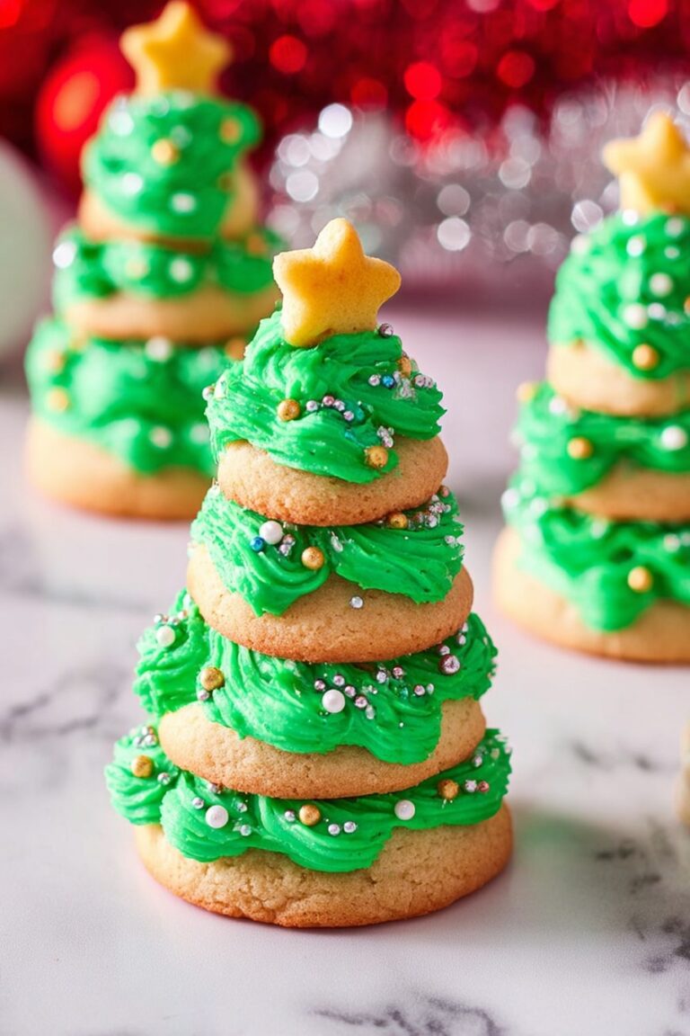 Christmas Tree Cookie Stacks with Buttercream Frosting Recipe