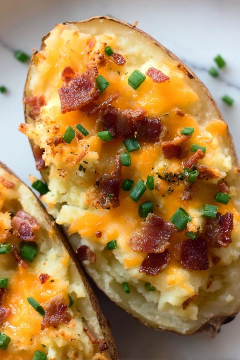 Twice Baked Potato Skins with Bacon and Cheese Recipe
