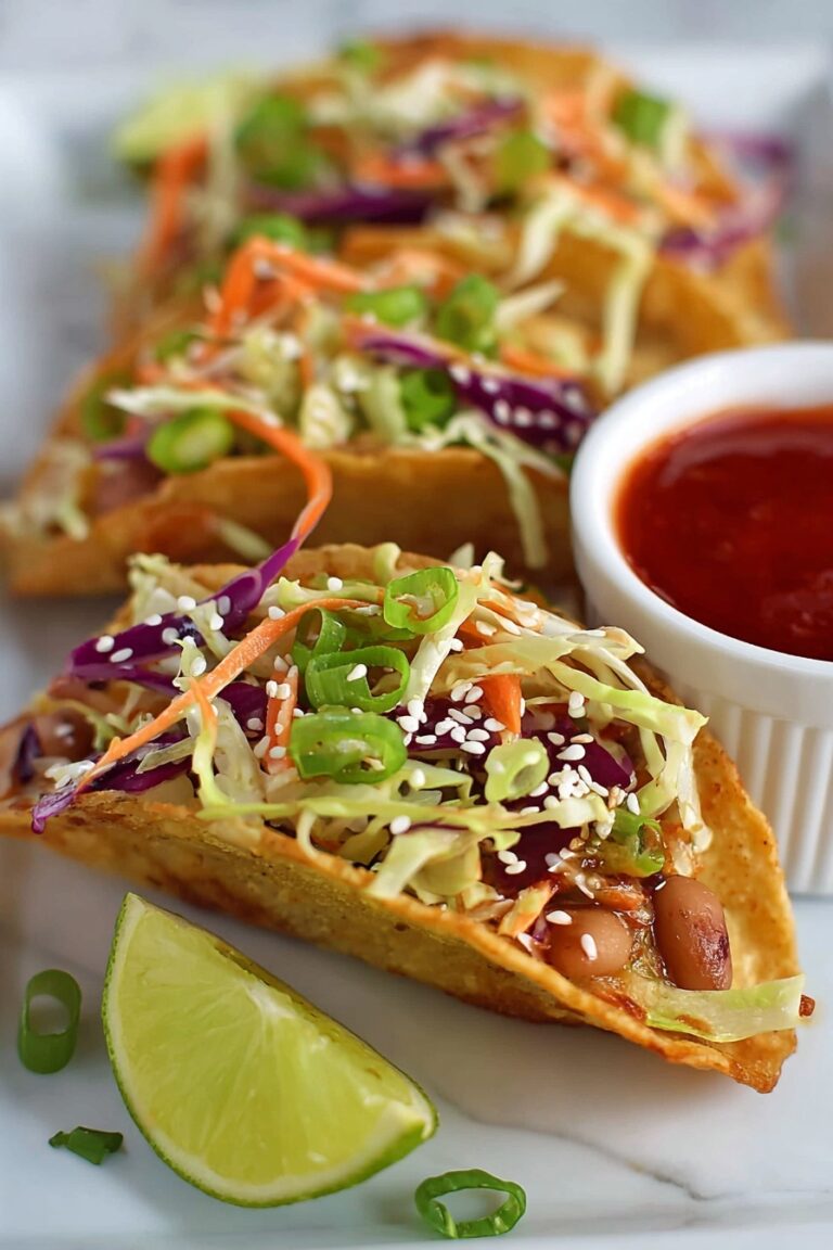Chicken Wonton Tacos with Asian Slaw Recipe