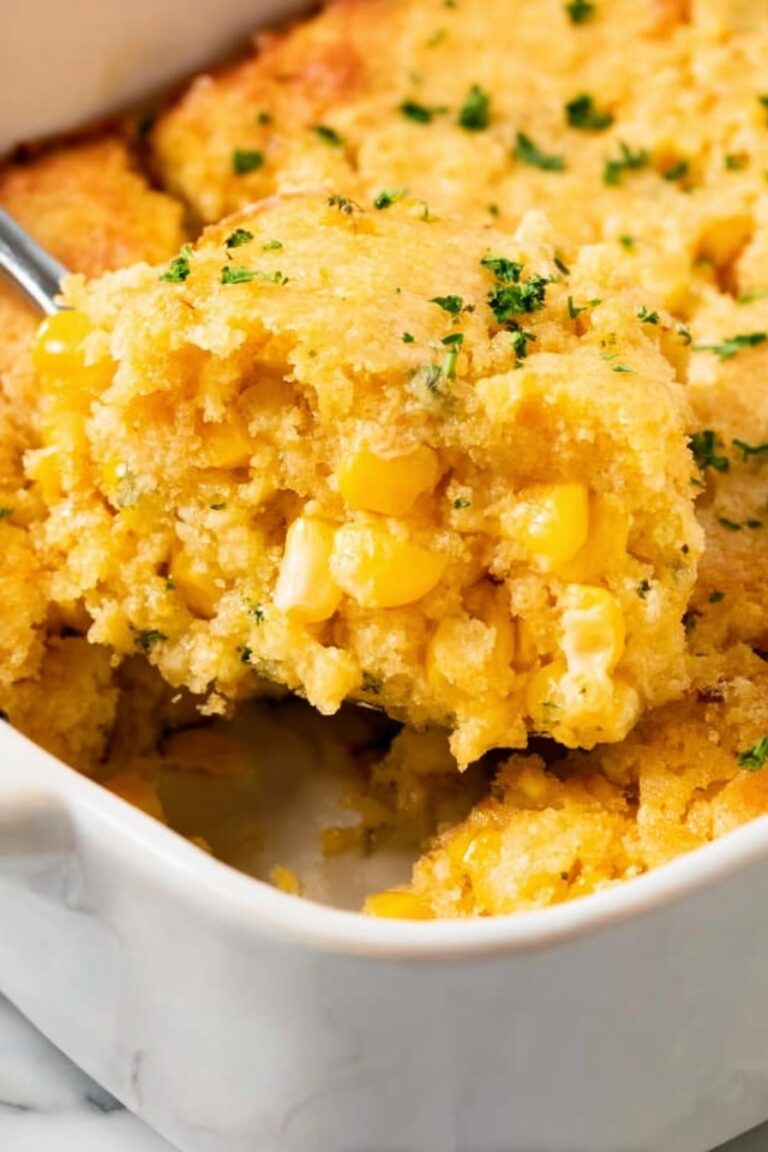 Cheesy Creamy Cornbread Casserole Recipe