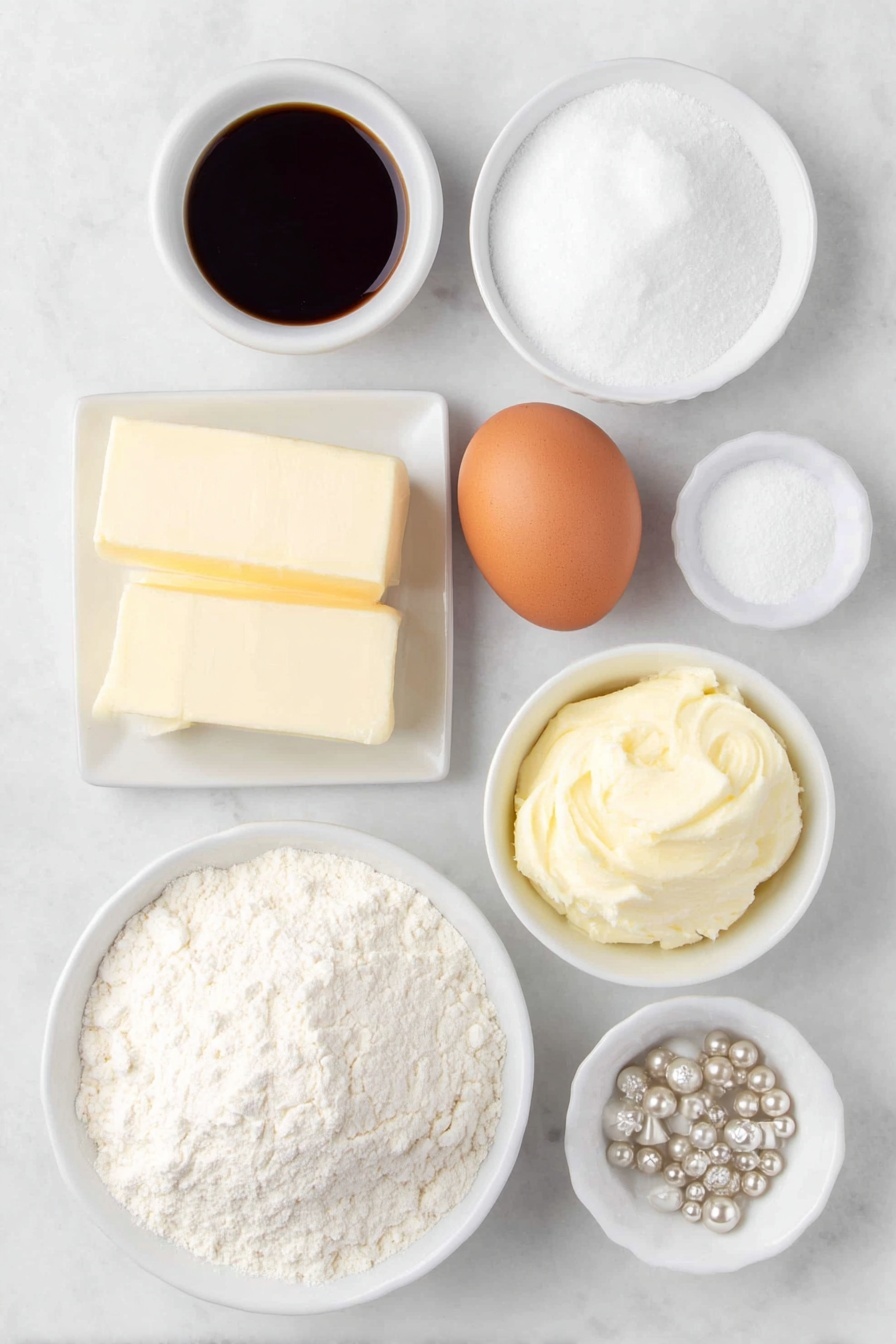 Christmas Tree Cookie Stacks with Buttercream Frosting, festive holiday cookies, layered cookie desserts, Christmas cookie ideas, holiday baking treats - Flat lay of softened unsalted butter in a small white ceramic bowl, a small white bowl filled with fine white confectioners' sugar, one whole large brown egg with a clean shell, a small white bowl of clear vanilla extract, a modest mound of all-purpose flour on a white ceramic plate, a small white bowl containing fine baking soda powder, a small white bowl holding fine salt crystals, a small white bowl of smooth pale yellow buttercream frosting, a small white bowl filled with bright green buttercream frosting, a scattering of tiny yellow star sprinkles arranged neatly on a white ceramic dish, and small clusters of metallic silver and gold pearl-shaped sprinkles on another white ceramic dish, all ingredients looking fresh and natural, perfectly arranged in balanced symmetry on a clean white marble surface, soft natural light, photo taken with an iPhone, professional food photography style, fresh ingredients, white ceramic bowls, no bottles, no duplicates, no utensils, no packaging --ar 2:3 --v 7 --p m7354615311229779997