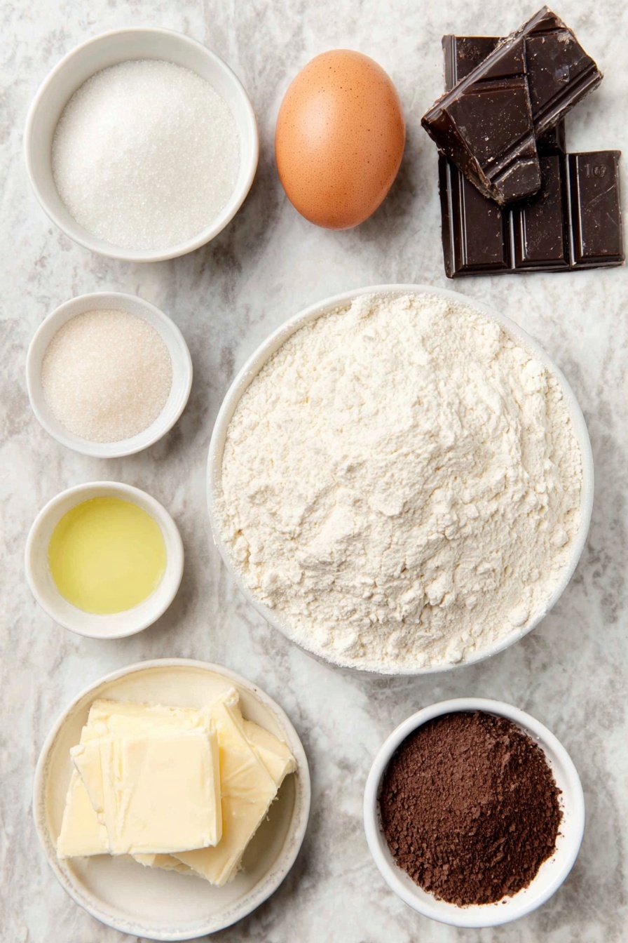 Chocolate Swirled Buns, chocolate buns recipe, fluffy chocolate buns, homemade chocolate buns, chocolate bakery buns - Flat lay of a small white ceramic bowl of warm milk, a small white ceramic bowl of granulated sugar, a fresh uncracked large brown egg, a small white ceramic bowl of melted golden butter, a neat pile of white all-purpose flour, a small heap of fine white salt, a few chunks of glossy bittersweet chocolate, a small white ceramic bowl of softened yellow butter, a small white ceramic bowl of rich dark cocoa powder, a small white ceramic bowl of powdered sugar, a small white ceramic bowl of golden cooking oil placed in perfect symmetry, all arranged on a clean white marble surface, soft natural light, photo taken with an iPhone, professional food photography style, fresh ingredients, white ceramic bowls, no bottles, no duplicates, no utensils, no packaging --ar 2:3 --v 7 --p m7354615311229779997