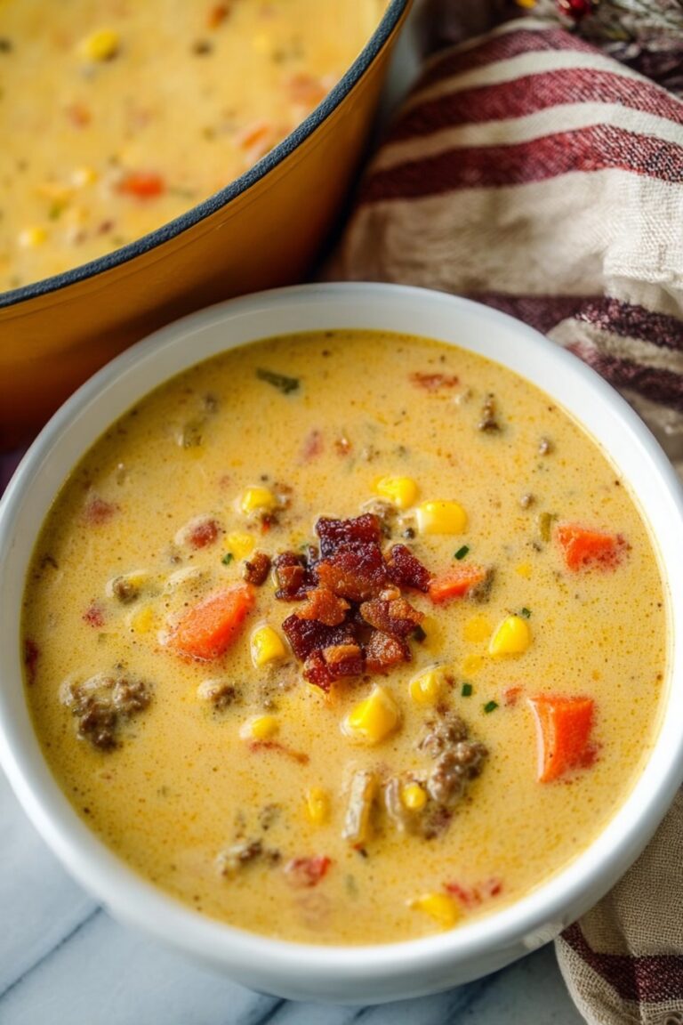 Hearty Cowboy Soup with Cheese and Beef Recipe