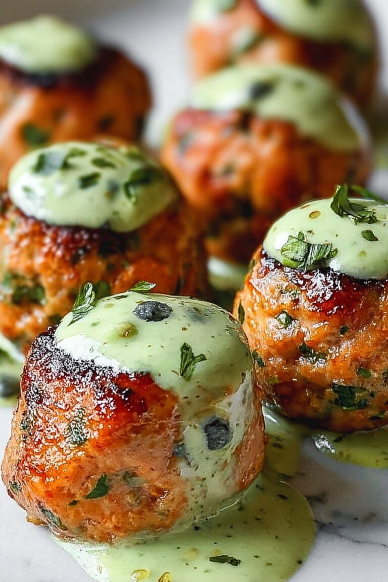 Baked Salmon Meatballs with Avocado Sauce Recipe