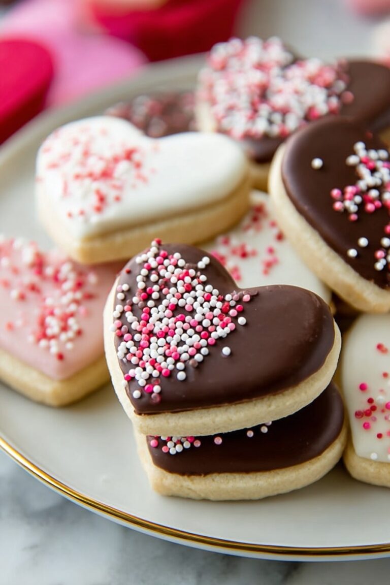 Valentine Heart Cookies with Chocolate Dip Recipe