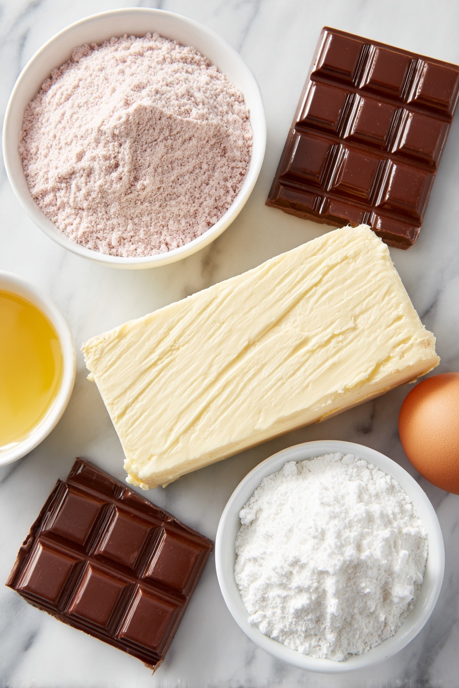 Strawberry Kiss Cookies, strawberry cookies with kisses, easy strawberry cookies, chocolate kiss cookies, fruity cookie recipes - Flat lay of a small pile of fresh pink strawberry cake mix powder, a rectangular block of softened cream cheese with a smooth surface, a small white ceramic bowl filled with melted golden butter, one large whole brown egg with a clean shell, a small white ceramic bowl containing fine white powdered sugar, and thirty shiny unwrapped milk chocolate Hershey’s Kisses neatly arranged in a perfect circle, all placed on a clean white marble surface, soft natural light, photo taken with an iPhone, professional food photography style, fresh ingredients, white ceramic bowls, no bottles, no duplicates, no utensils, no packaging --ar 2:3 --v 7 --p m7354615311229779997